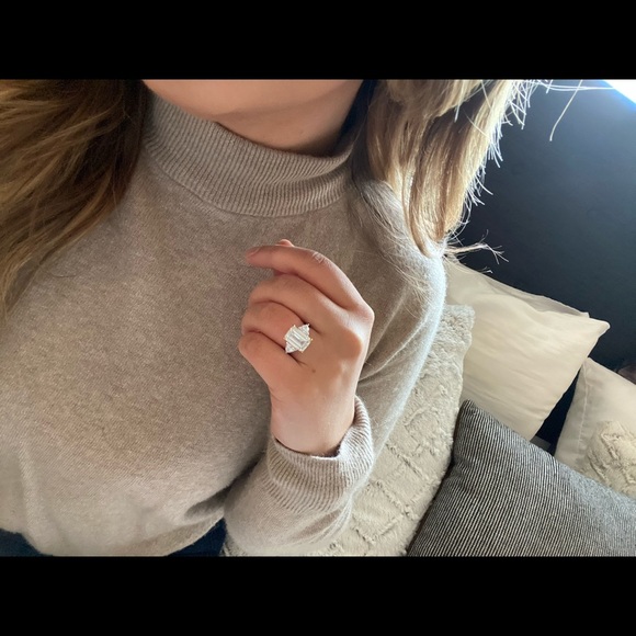 Emerald Cut Three Stone Engagement Ring - Picture 5 of 7